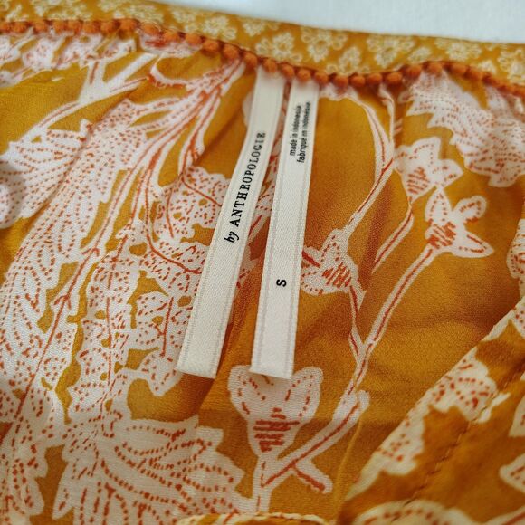 Anthropologie Mia Floral Tiered Tunic Semi-Sheer Boho Top S Cottagecore Peasant - Picture 8 of 12